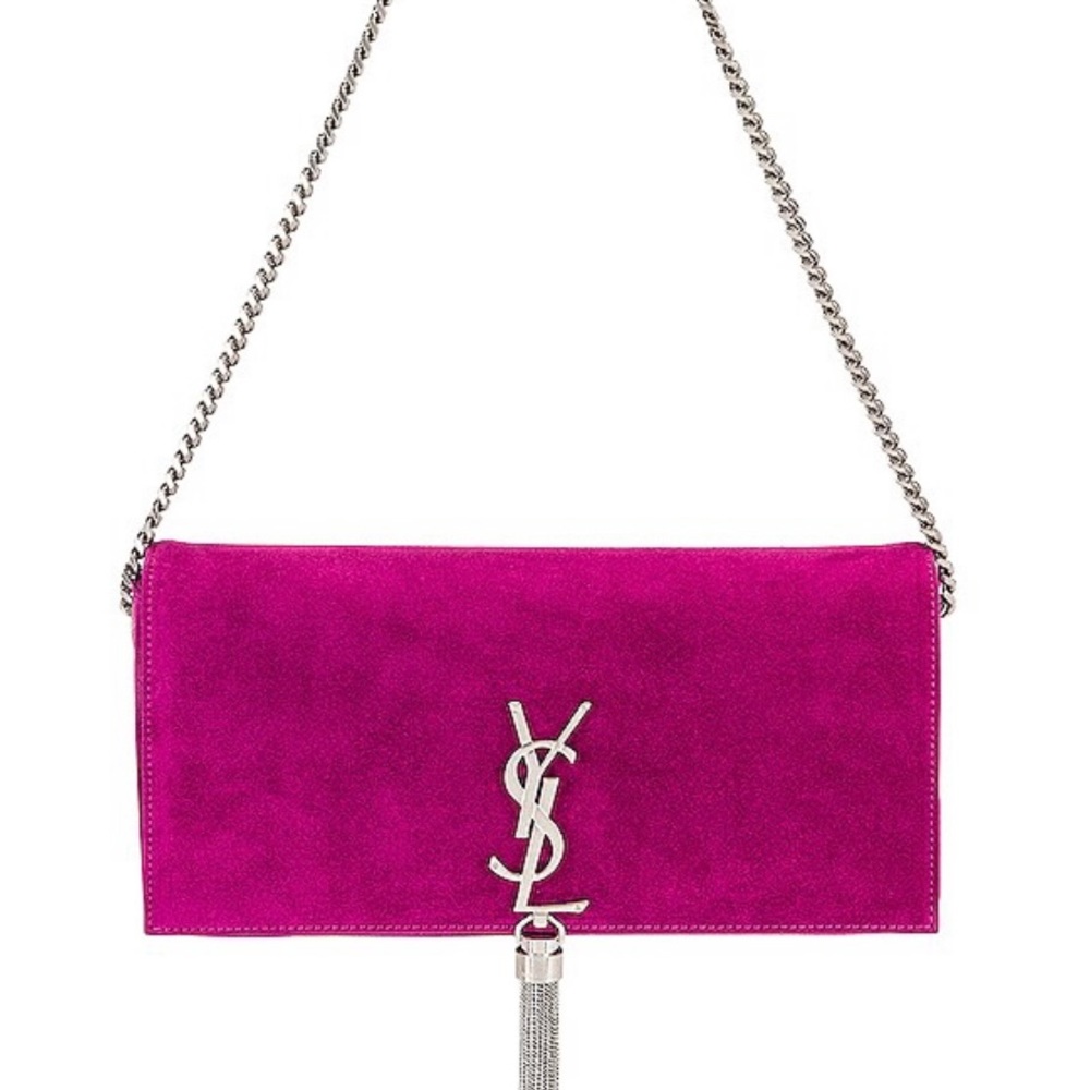 Saint Laurent Kate Light Suede Supple 99 With Tassel in Electric Fuchsia